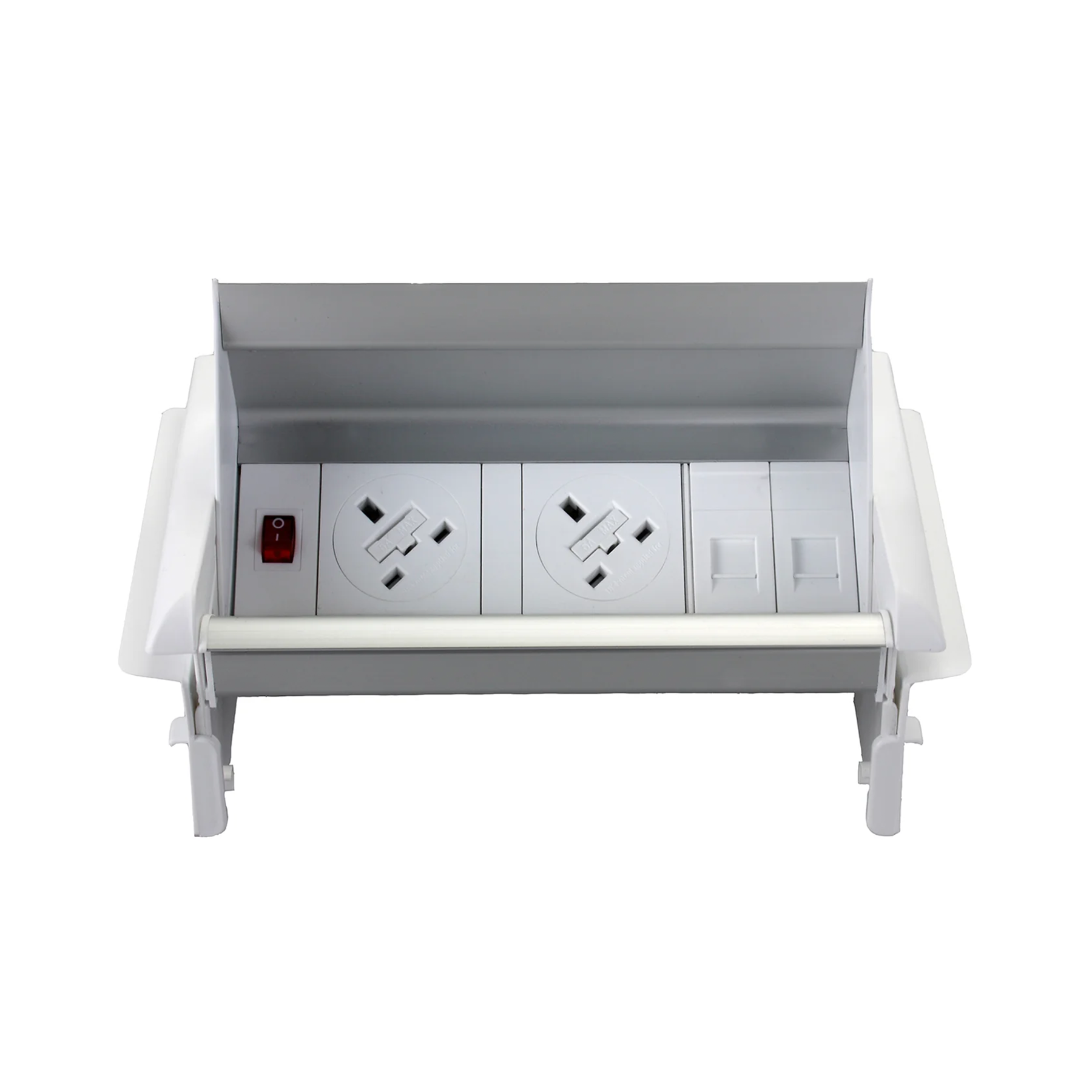 Impulse Pop-Up Module 2 x UK Sockets, 1 x Neon Switch, 1 x 500mm Lead to 3 Pole Connector in White