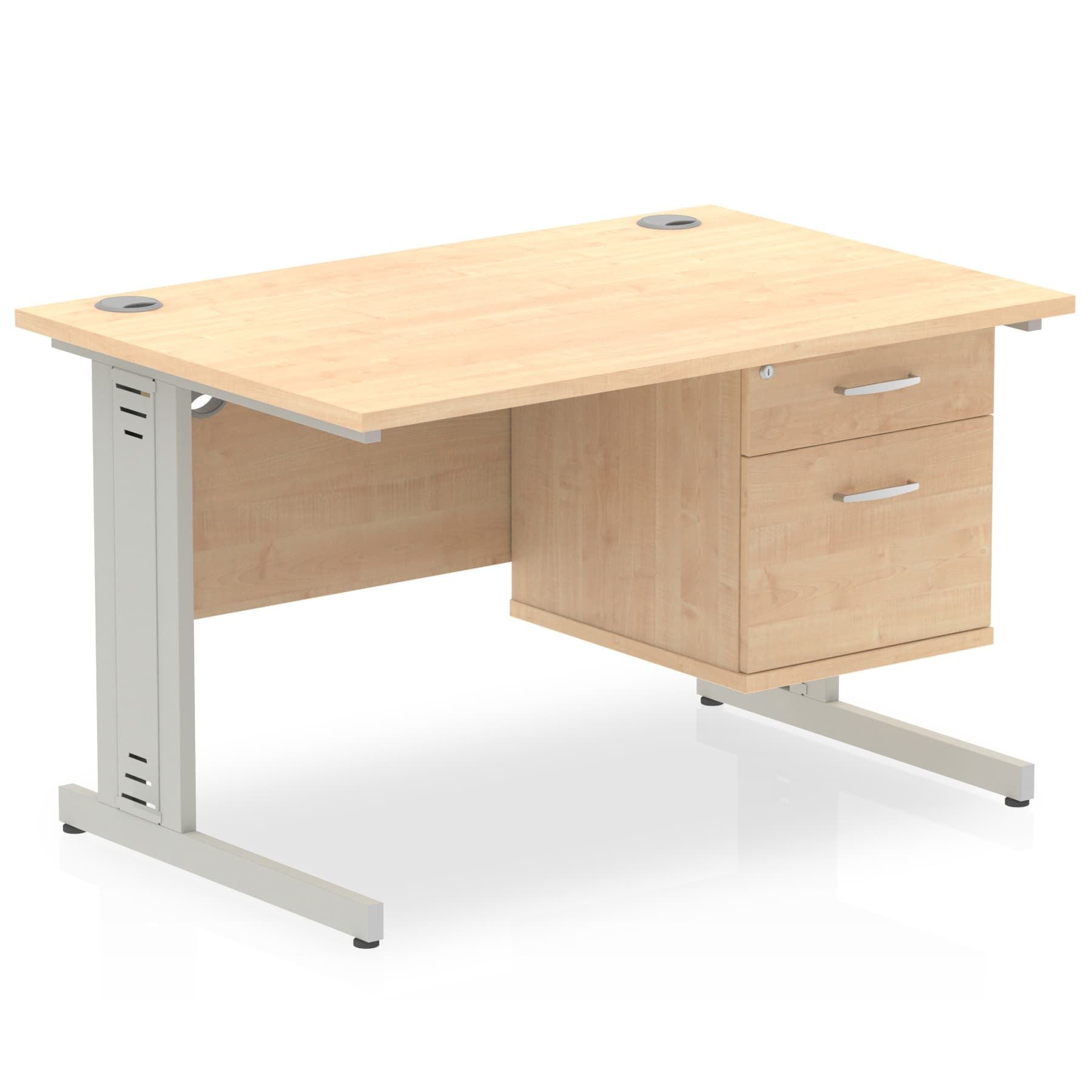 Impulse 1200mm Cable Managed Straight Desk With Fixed Pedestal