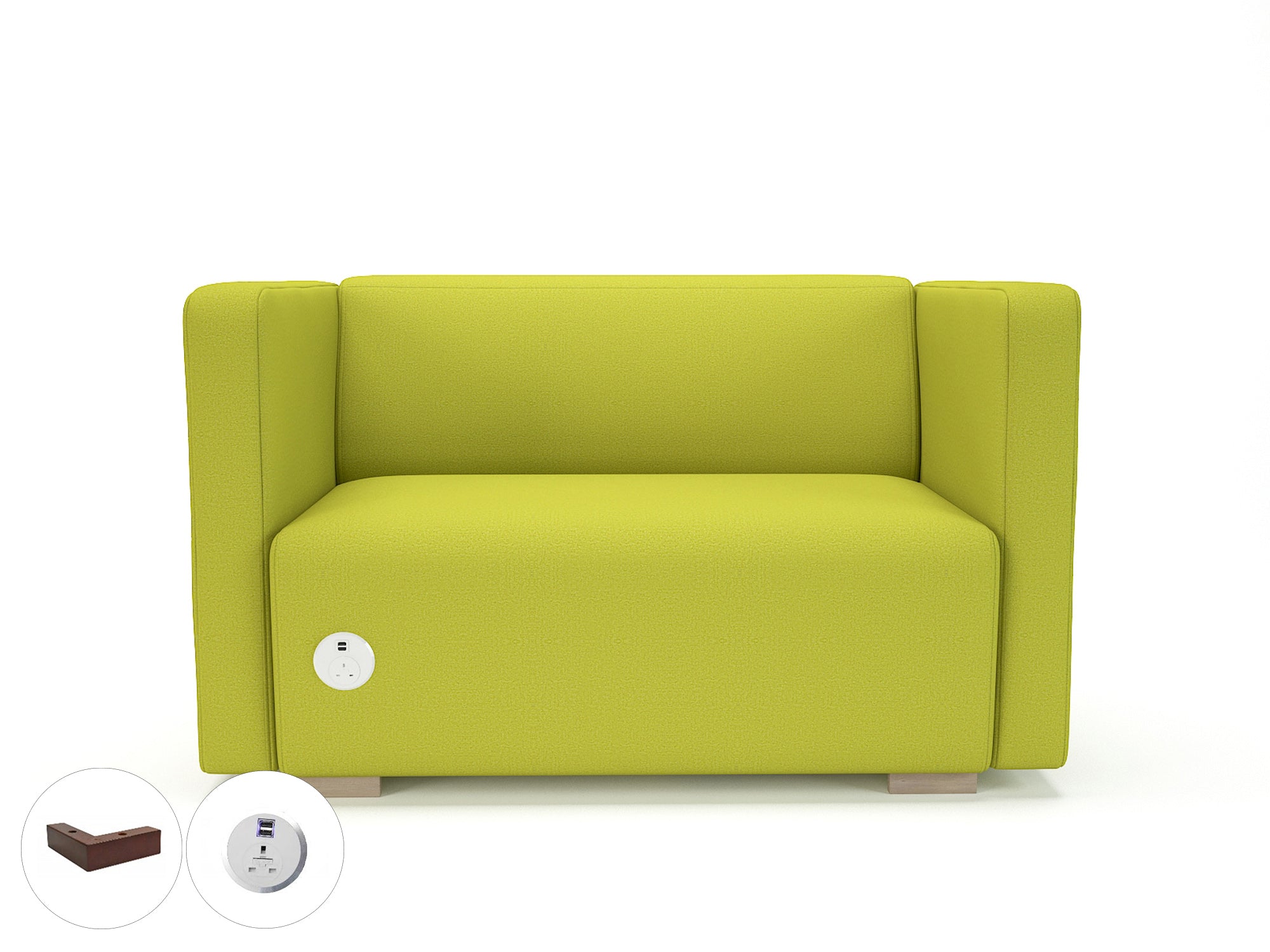Carmel 130cm Wide Sofa in Warwick Dolly Fabric with Socket