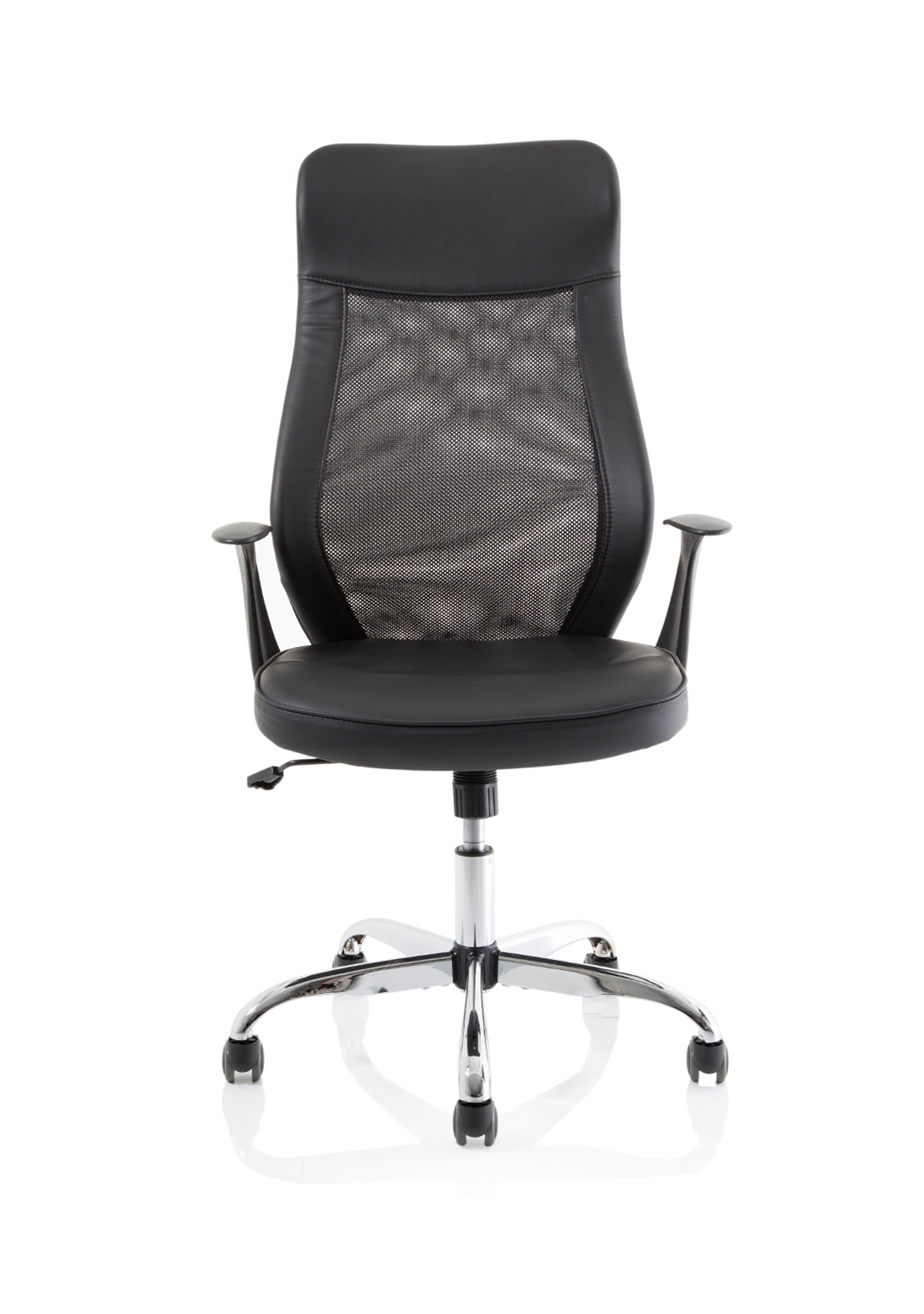 Baye High Mesh Back Task Operator Black Leather Office Chair with Arms